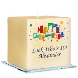 Happy Birthday Celebration Personalized Candle - Printed Raised Ink Happy Birthday Celebration Personalized Candle - Printed Raised Ink