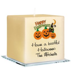 Happy Halloween Personalized Candle - Printed Raised Ink Happy Halloween Personalized Candle - Printed Raised Ink