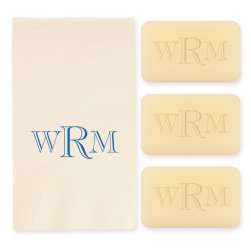 Riverwood Monogram Personalized Triple Milled French Soap Set of 3 Plus Guest To