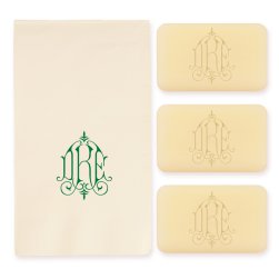 Whitlock Monogram Personalized Triple Milled French Soap Set of 3 Plus Guest Tow